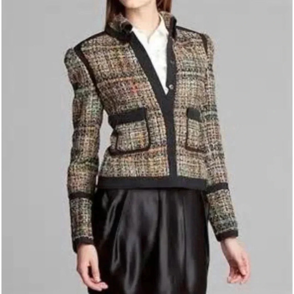 Pink Tartan Black and Multicolor Tweed Blazer - Picture 2 of 16